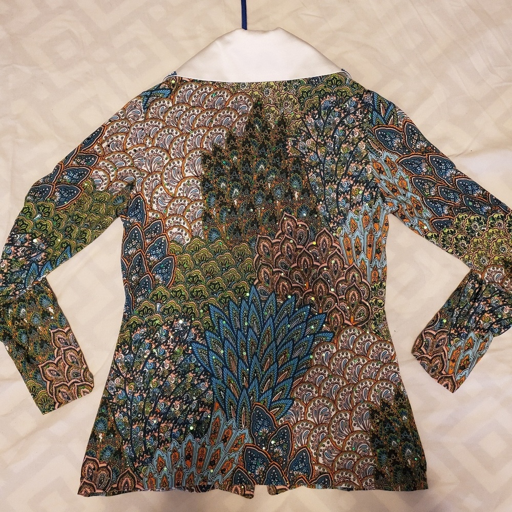 Custom Rodeo Queen sequined peacock top - Picture 2 of 3